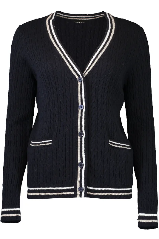 Cable Cardigan - Navy Combo