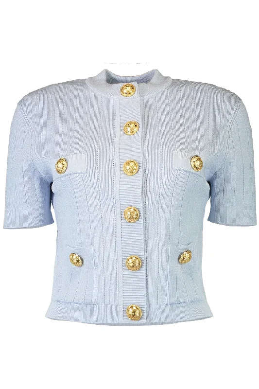 Short Sleeve Four Pocket Button Cardigan