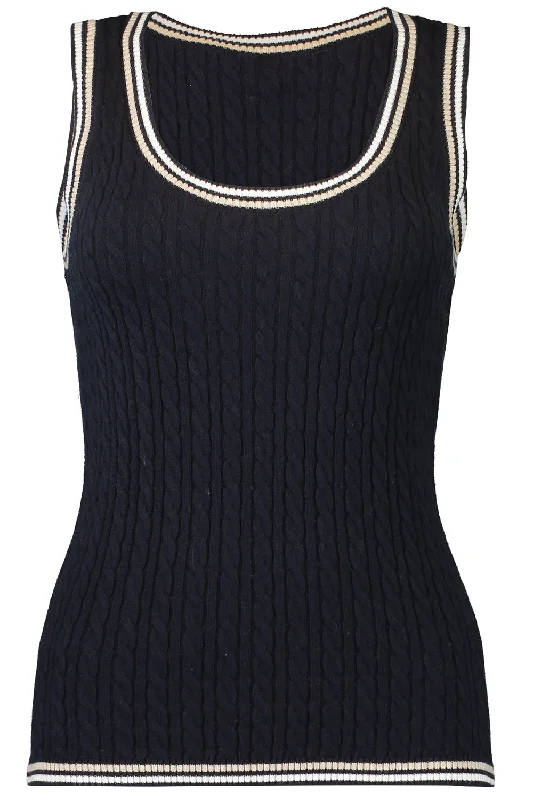 Scoop Neck Tank - Navy Combo