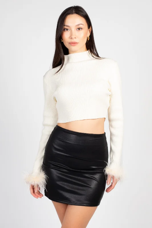 Lizzie Feather Trim Sweater