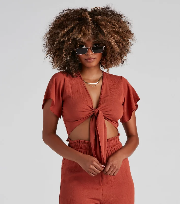 Weekend Mood Tie-Front Top