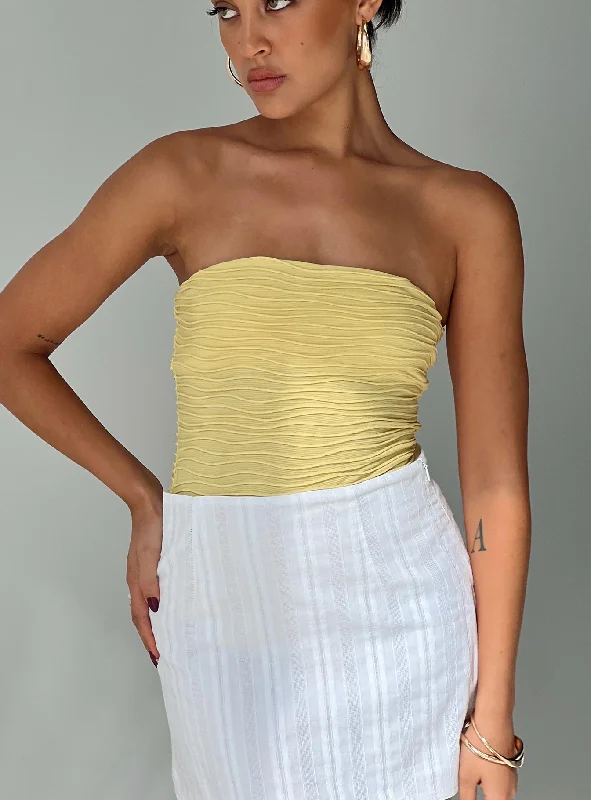 Makena Strapless Bodysuit Yellow