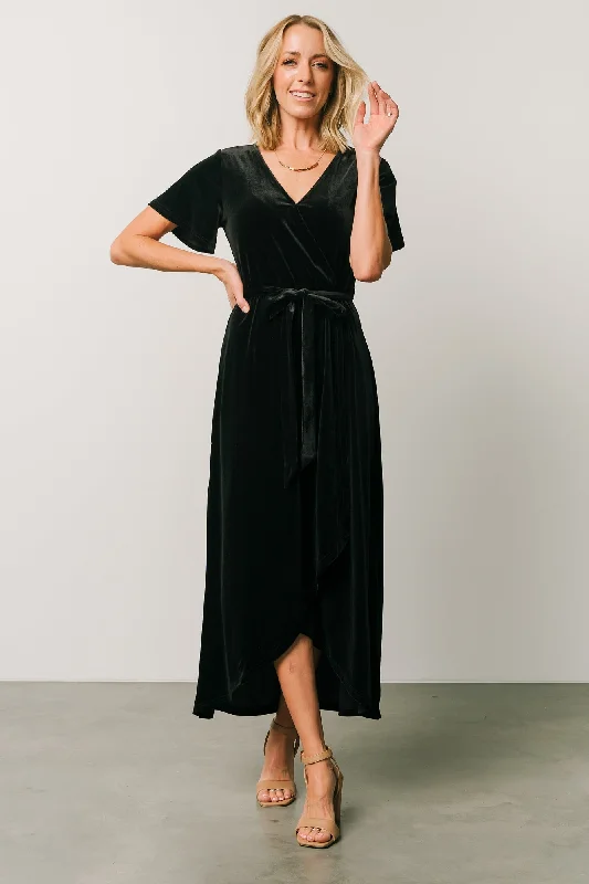 Nadine Velvet Midi Dress | Black