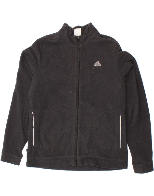 ADIDAS Womens Fleece Jacket UK 12 Medium Black Polyester