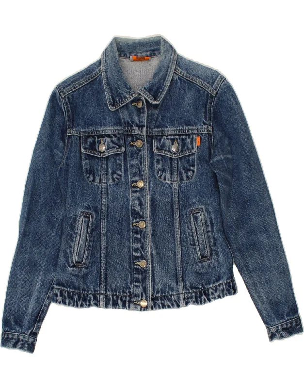 WITBOY Womens Denim Jacket UK 8 Small Blue Cotton