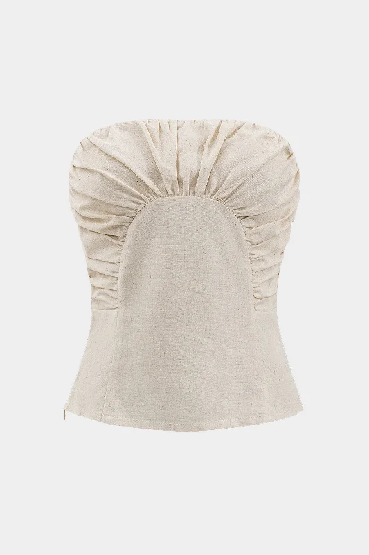 Linen Ruched Tube Top