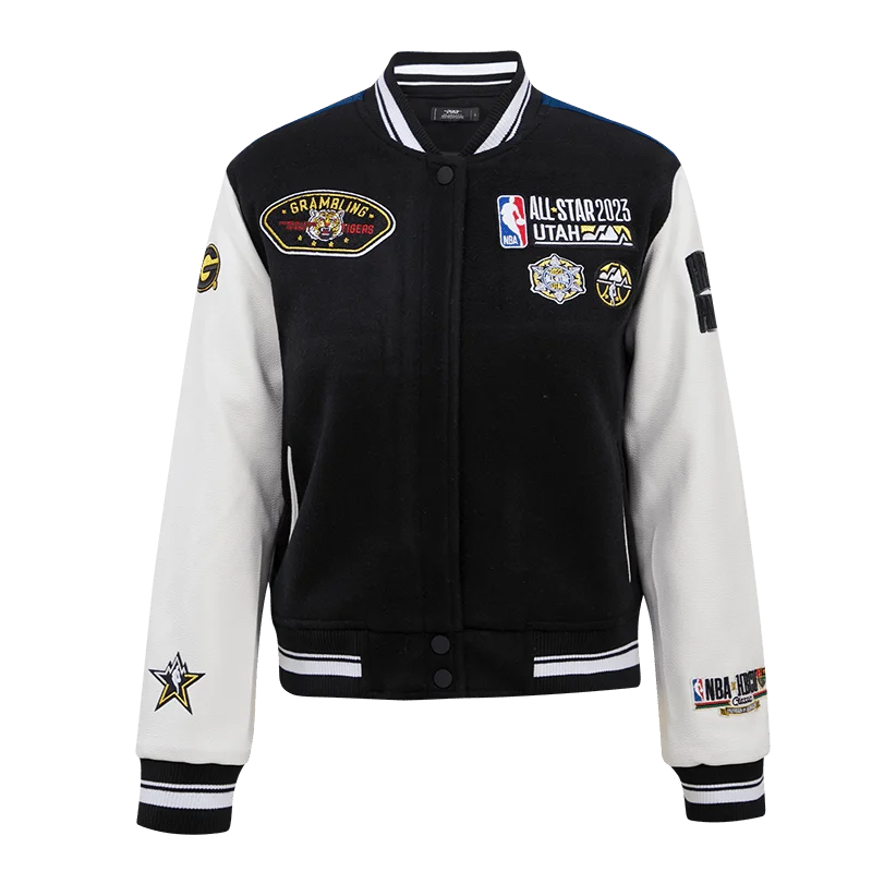 NBA X HBCU ALL STAR 2023 RIB WOOL WOMEN'S VARSITY JACKET (BLACK/WHITE)