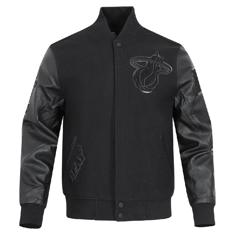 NBA MIAMI HEAT TRIPLE BLACK WOOL MEN'S VARSITY JACKET (TRIPLE BLACK)