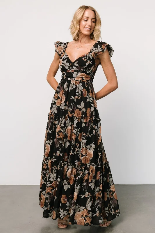 Martina Maxi Dress | Black + Copper Floral