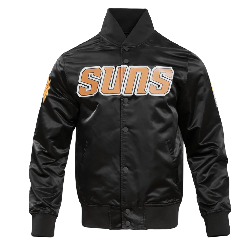 NBA PHOENIX SUNS TEAM BIG LOGO MEN'S SATIN JACKET (BLACK)