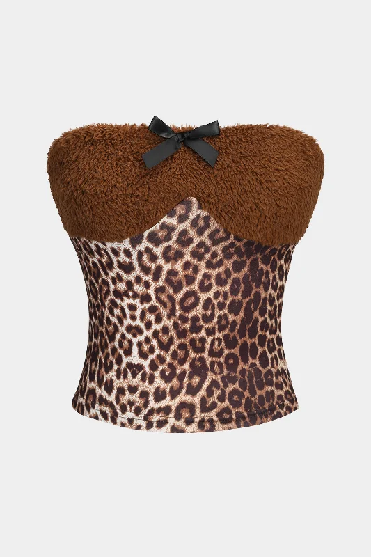 Leopard Print Patchwork Tube Top