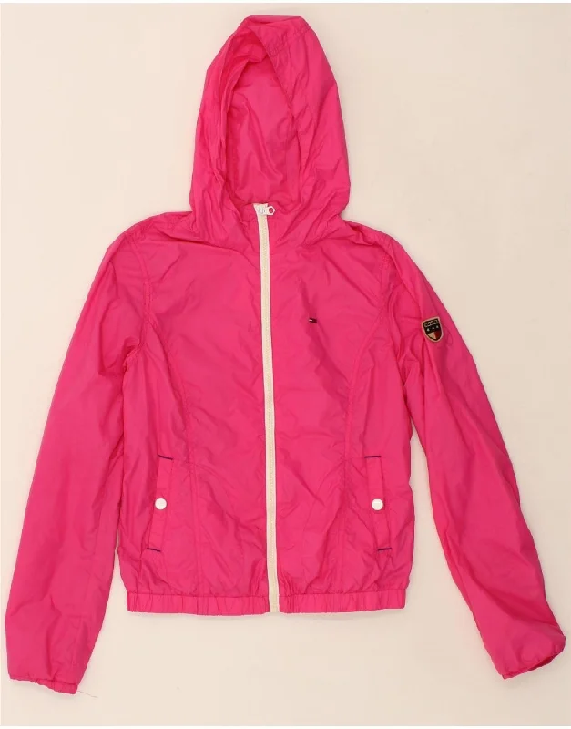 TOMMY HILFIGER Womens Hooded Rain Jacket UK 10 Small Pink Nylon