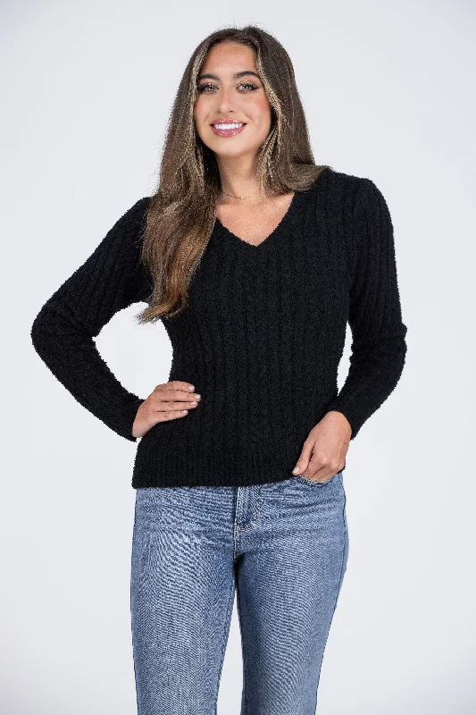 Snuggly Style Women's Feminine Ribbed Long Sleeve Sweater