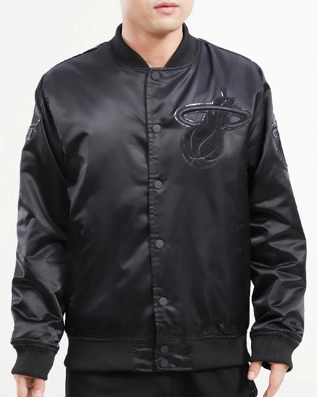 NBA MIAMI HEAT TRIPLE BLACK MEN'S SATIN JACKET (TRIPLE BLACK)