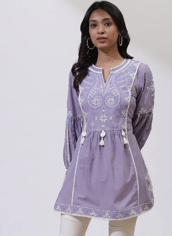 Purple Alora Collection Embroidered Tunic