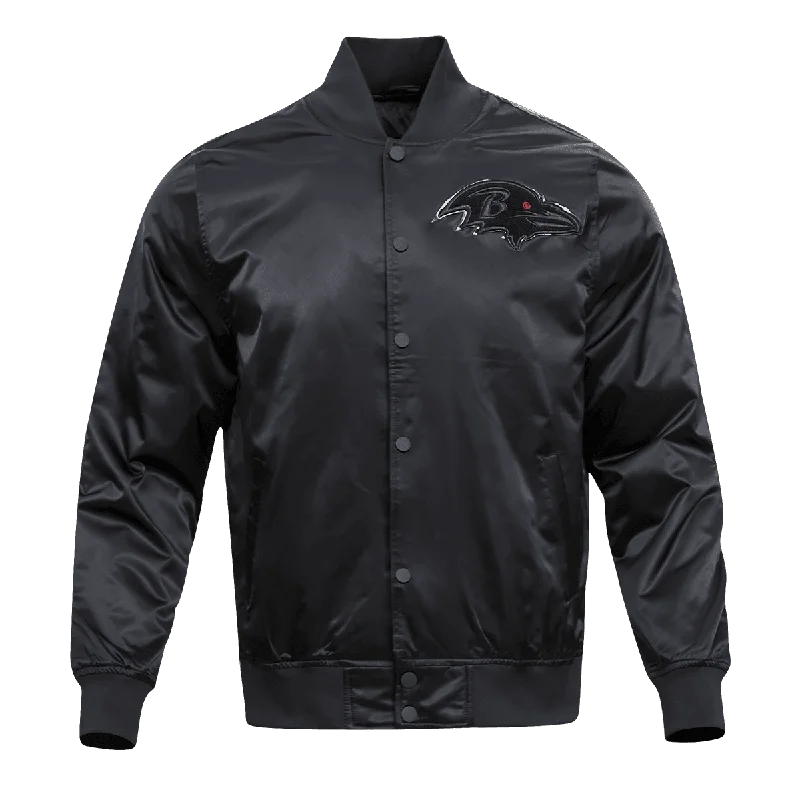 NFL BALTIMORE RAVENS TRIPLE BLACK MEN'S SATIN JACKET (TRIPLE BLACK)