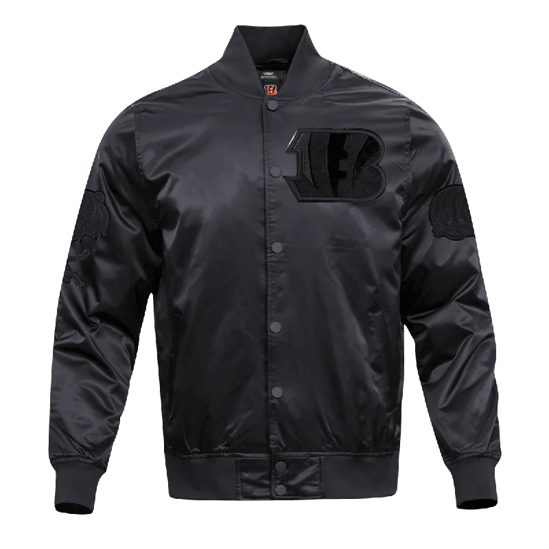 NFL CINCINNATI BENGALS TRIPLE BLACK MEN'S SATIN JACKET (TRIPLE BLACK)