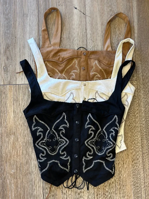 Suede Western Corset Top -no estira