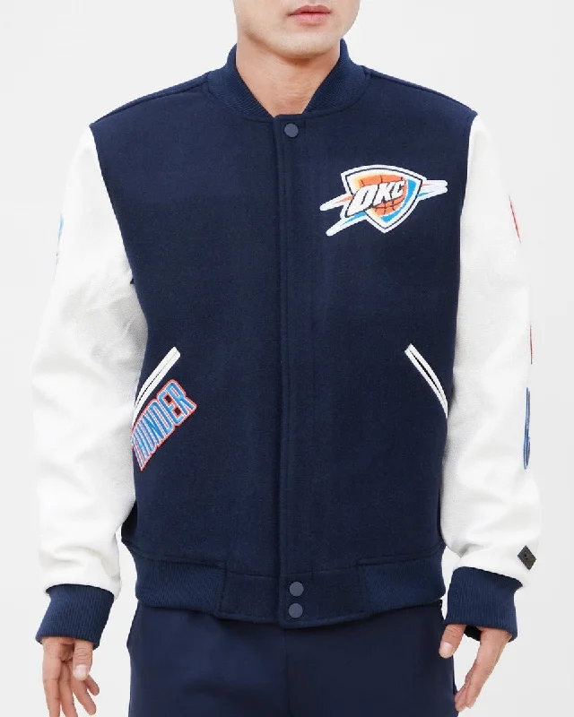 NBA OKLAHOMA CITY THUNDER CLASSIC WOOL MEN'S VARSITY JACKET (MIDNIGHT NAVY/WHITE)