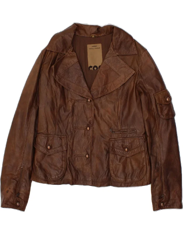 CONBIPEL Womens Leather Jacket IT 46 Large Brown Leather