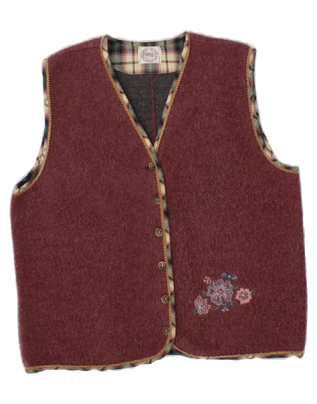 NEW PENNY Womens Gilet UK 10 Small Maroon Wool