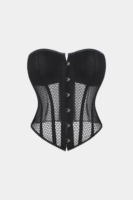 Mesh Tie Back Corset Tube Top