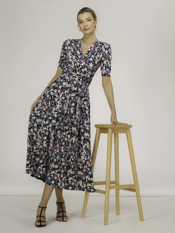 Molly Jersey Maxi Dress, Purple Floral