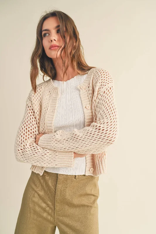 Beige Crochet Cardigan