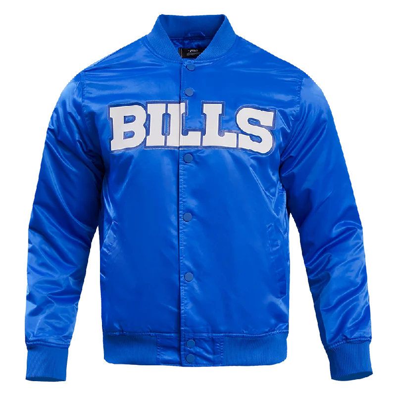 NFL BUFFALO BILLS BIG LOGO NO FILL MEN'S SATIN JACKET (ROYAL BLUE)