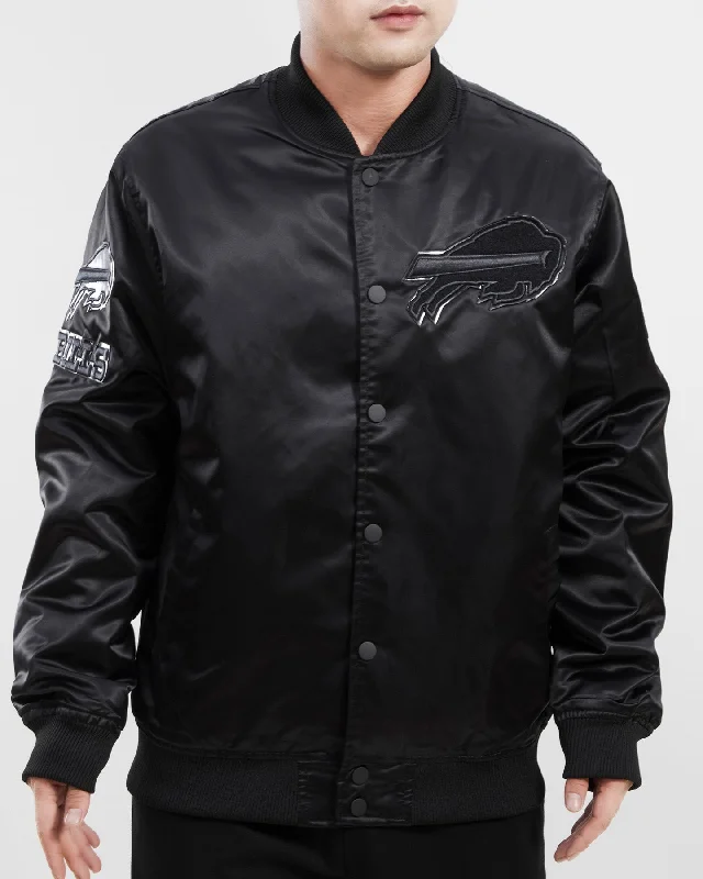 NFL BUFFALO BILLS TRIPLE BLACK MEN'S SATIN JACKET (TRIPLE BLACK)