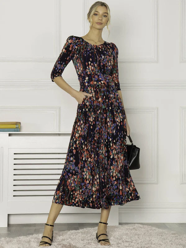 Pauline Sleeved Maxi Dress, Navy Multi