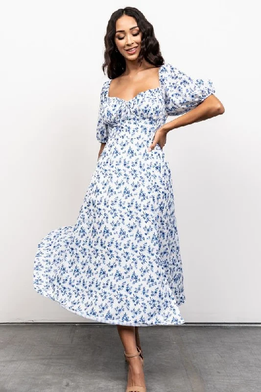 Gwen Smocked Midi Dress | Blue Floral