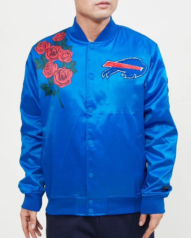 NFL BUFFALO BILLS ROSE MEN'S SATIN JACKET (ROYAL BLUE)