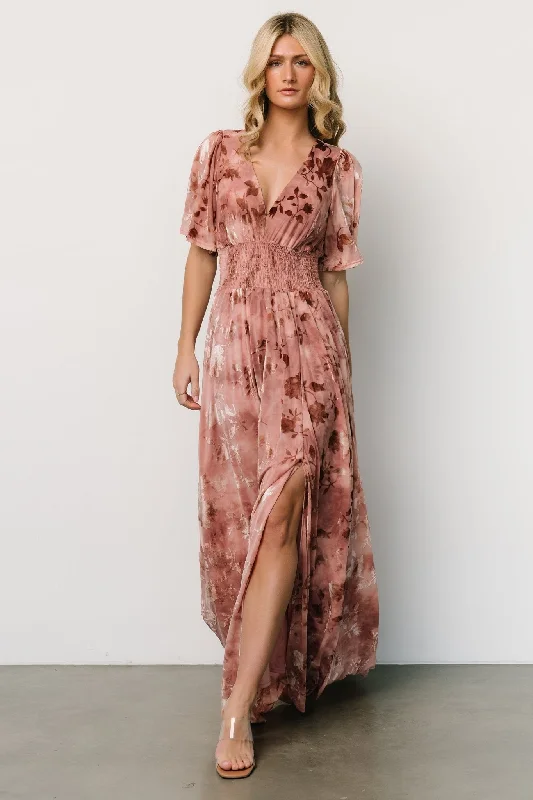 Veronica Velvet Maxi Dress | Blush