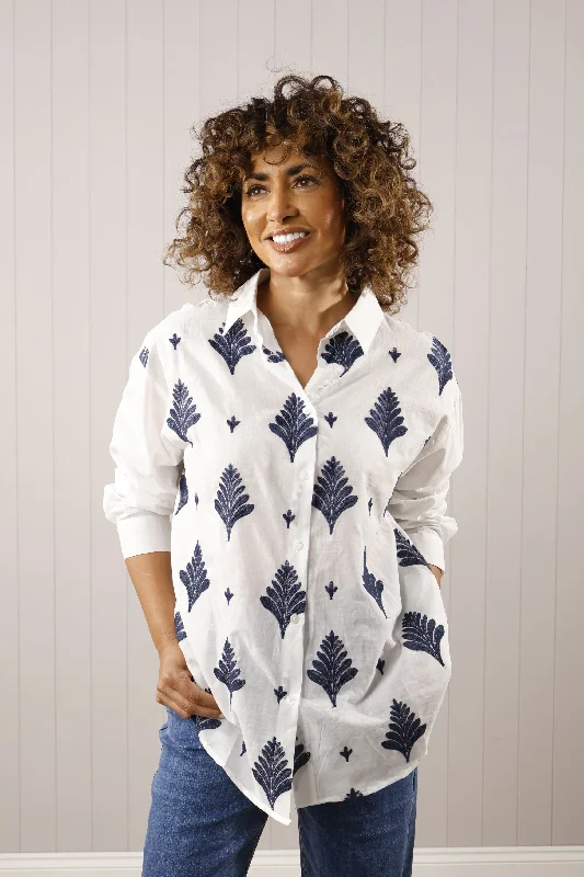 Viola Leaf Shirt Navy