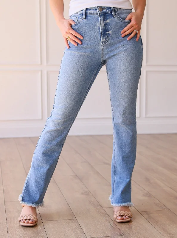 The Jane Medium Wash Side Split-Hem Jeans