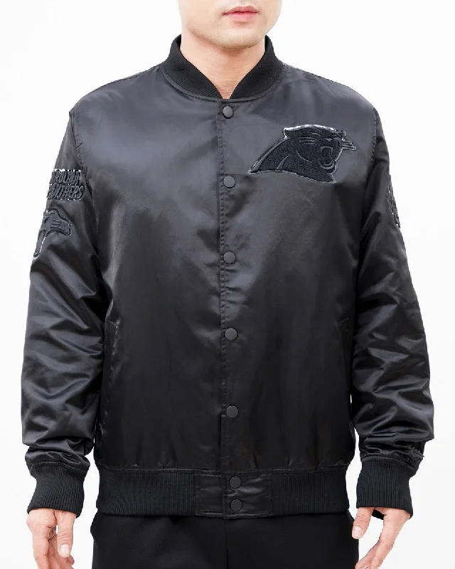 NFL CAROLINA PANTHERS TRIPLE BLACK MEN'S SATIN JACKET (TRIPLE BLACK)