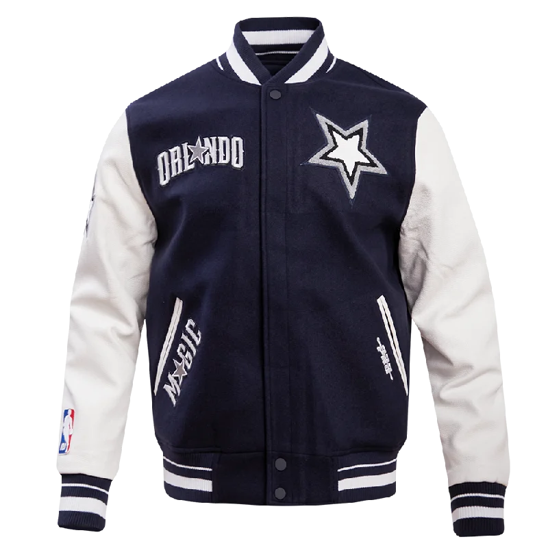 NBA ORLANDO MAGIC MEN'S CHEST RIB WOOL VARSITY JACKET (MIDNIGHT NAVY/WHITE)