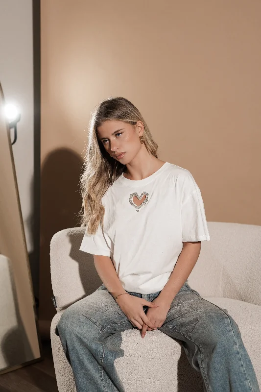 T-shirt cut out diamond heart wit - Coco